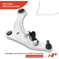 thumbnail image 3 of A-Premium 6Pcs Front Lower Control Arm and Ball Joint Assembly Sway Bar Links Outer Tie Rod Ends Compatible with Nissan Maxima 2009 2010 2011 2012 2013 2014, 3 of 9