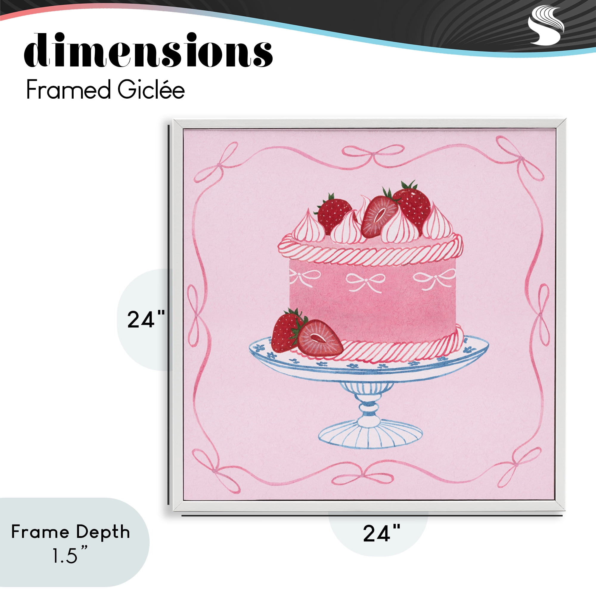 Stupell Industries Pink Strawberry Cake White Framed Giclee Art, design by Grace Popp