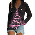 thumbnail image 3 of Craaazy Women's Christmas V Neck Long Sleeve Top Loose Funny Christmas Blouses Gifts, 3 of 4