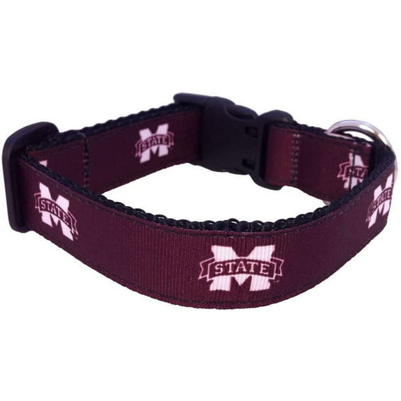 Mississippi State Brand New Pet Dog Collar(X-Small), Official Bulldogs Logo/Colors