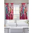 thumbnail image 6 of Abstract Red Sheer Curtains 45 Inches Length 2 Panels Set, Window Sheer Curtains for Living Room/Bedroom, Painting Buildings Geometric Color Block Light Filtering Rod Pocket Curtain 52''x45''x2, 6 of 8