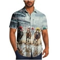 thumbnail image 2 of Cllios Mens Hawaiian Shirts Funny Horse Print Holiday Tops Vacation Lapel Collared Short Sleeve T-shirts Casual Button Down Bowling Shirts S-5XL, 2 of 6