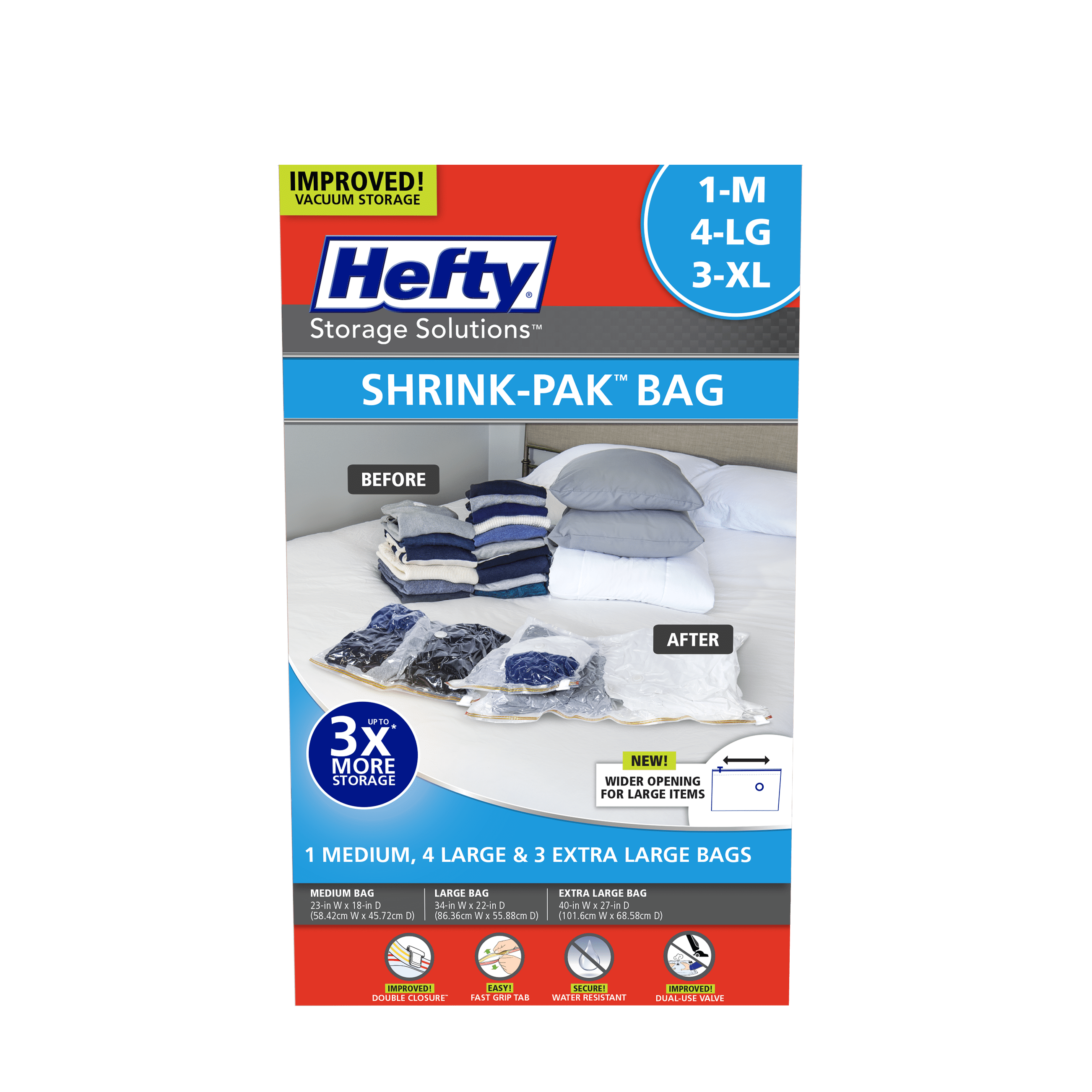 Hefty Brandclub Hefty Shrink Pak 1 Medium 4 Large 3 X Large Vacuum Compression Storage Bags Closet Organizer