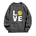 thumbnail image 4 of Bmisegm Chandails en Molleton de Baseball Imprimés pour Femmes, Col Rond, Manches Longues, Pull Décontracté, Gris Foncé L, 4 of 4