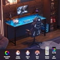 thumbnail image 4 of Computer Desk with USB Power Outlets and LED Lights, 47 inch Gaming Desk with Monitor Stand for Small Space Home Office, Modern Simple Study Writing Table PC Desks,Black Oak, 4 of 14