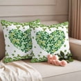 thumbnail image 2 of Saint Patrick's Day Pillow Covers 2 Pack Retro Spring Green Shamrocks Heart Pillowcase Waterproof Outdoor Throw Pillow Cover for Patio Garden Square Cushion 26”x26”, 2 of 9