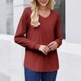 thumbnail image 6 of SYMOID Womens Red Long Sleeve V Neck Raglan Top - 95% Polyester 5% Spandex Stretch, Relaxed Fit Casual Everyday Shirt for Walmart,Size L, 6 of 7