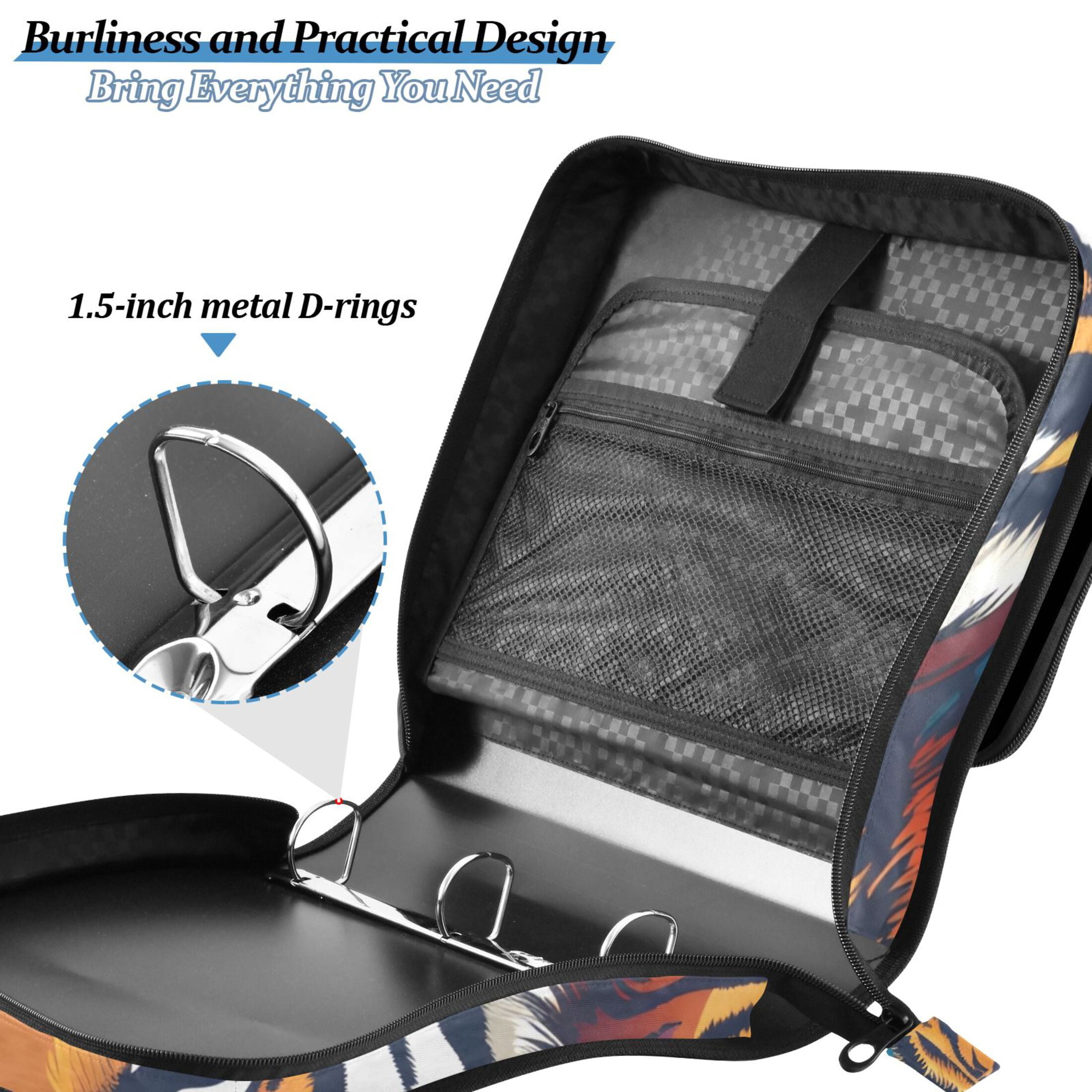 ALAZA Zipper Binder Cool Tigers 3 Ring Trapper Keeper File Folder Organizer Bag