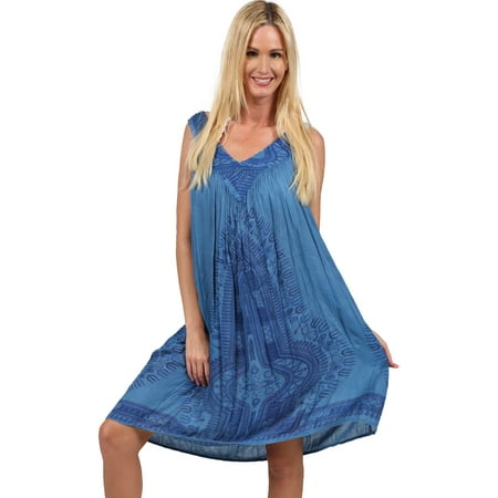 - Ingear Women's V Neck Printed Tie Dye Summer Dress Cover Up