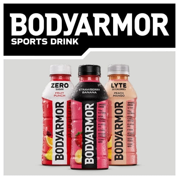 BODYARMOR Fruit Punch Electrolyte Sports Drink, 20 fl oz, 6 Pack Bottles ( 2 Box of 6 Bottles )