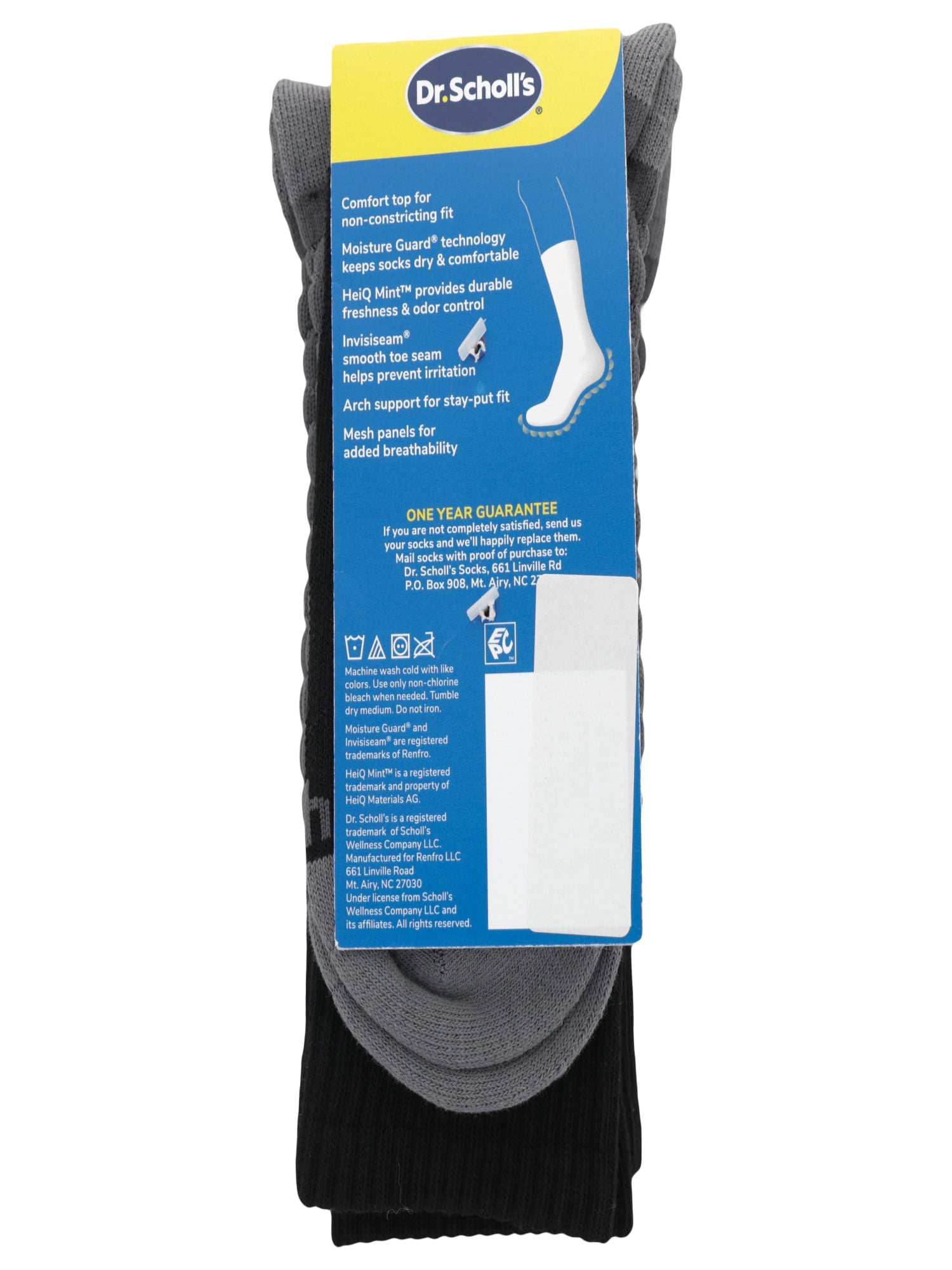 Dr. Scholl's Men's Crew Socks Float on Air, 3-Pack with Moisture Guard and Odor Control
