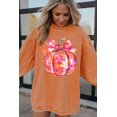 thumbnail image 4 of Women's Orange Pumpkin Bow Graphic Crewneck Sweatshirt for Thanksgiving [ZhiHiMeRi] | (US 20-22)2XL, 4 of 10