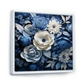 thumbnail image 2 of Designart "Seasonal Flowers In Watercolor Blues And Whites I" Flowers Floater Framed Wall Art Living Room, 2 of 5