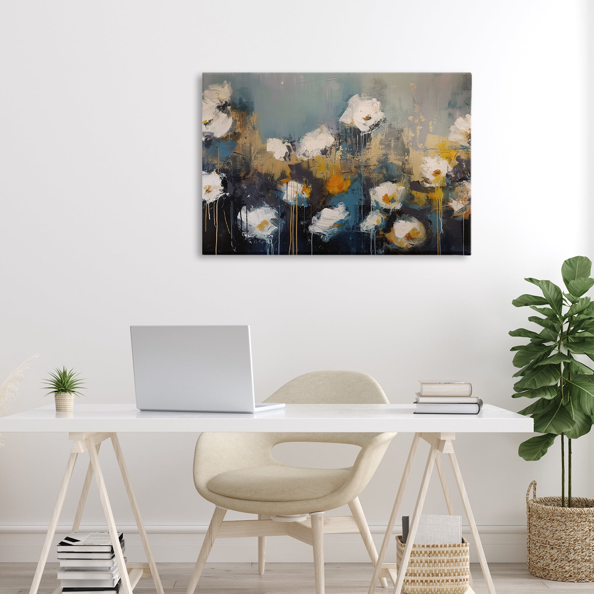 Stupell Industries Contemporary Paint Drip Blossoms Canvas Wall Art, design by Jacky Ngan