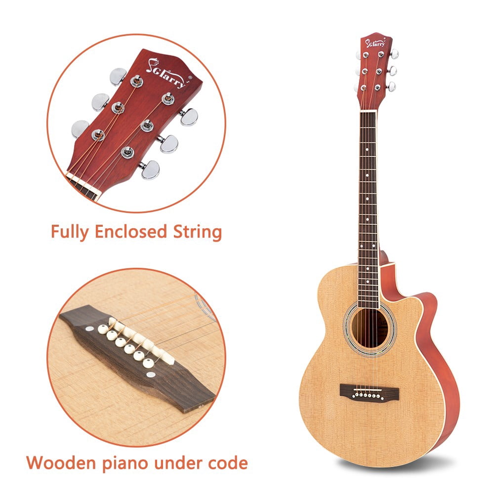 Acoustic Guitar for Beginner/Adult, 40 Inch Cutaway Folk Guitar Kit with Gig Bag and Guard Board, Right Hand, Black