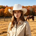 thumbnail image 2 of LILIYA Packable Western Cowboy Hat for Women and Men, Lightweight Travel Hats with Adjustable Fit, Wide Brim Sun Protection Headwear for Camping Hiking and Holiday Trips, 2 of 5