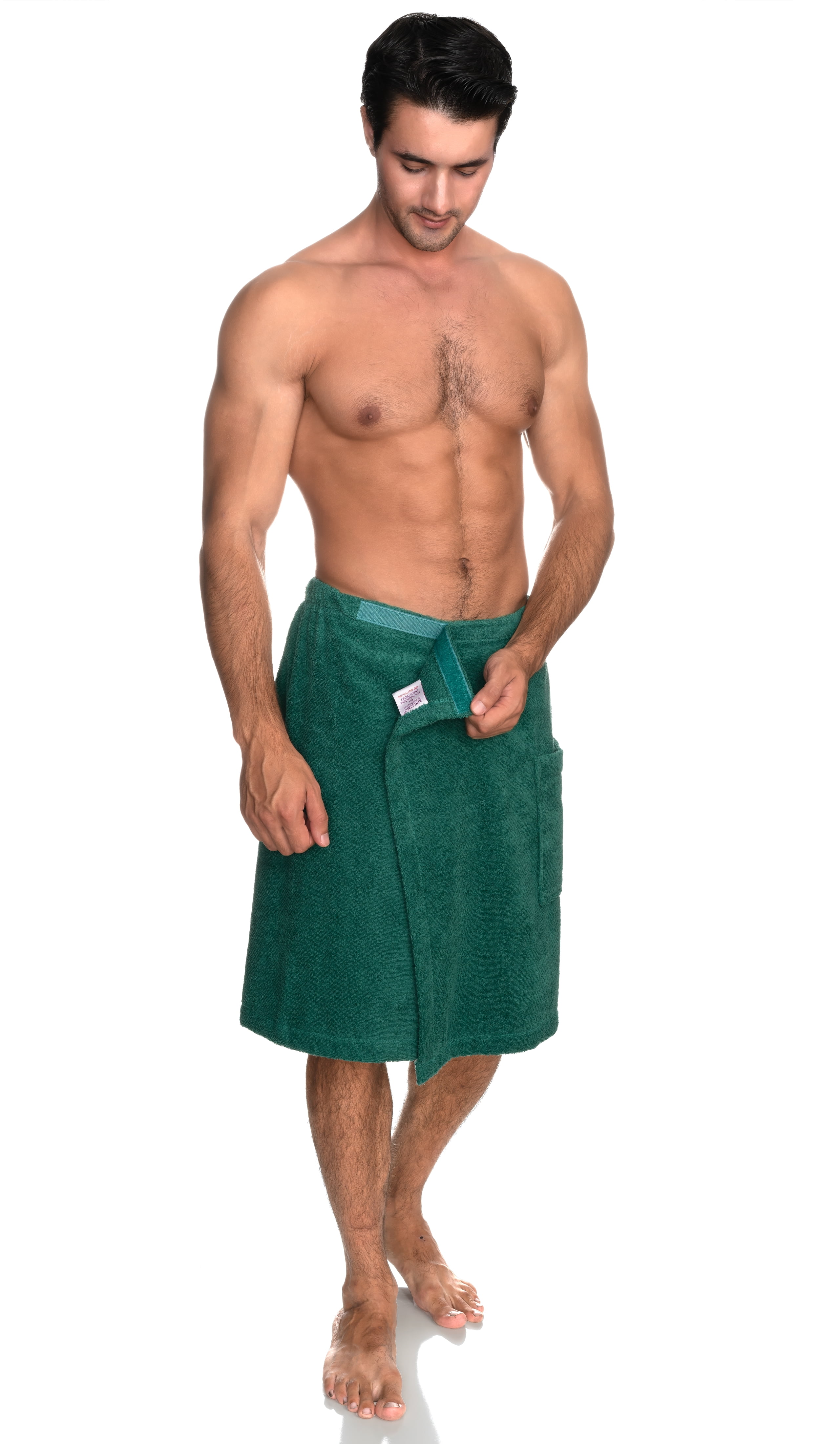 Terry Cotton Shower Towel for Men - White Color- One Size
