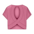 thumbnail image 5 of AherBiu Yoga Crop Tops for Women Cap Sleeve Hollow Back V Neck Activewear Workout Tops Tees Shirts, 5 of 5