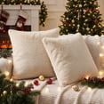 thumbnail image 5 of Sm:)e Soft Plush Faux Fur Throw Pillow Covers 18x18 Inch Set of 2, Decorative Cushion Covers for Couch Sofa Bedroom Living Room Home Decor, Beige, 5 of 6