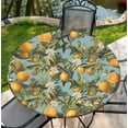 thumbnail image 1 of Round Waterproof Tablecloth Elastic Edge Fitted Table Cover Fits 54"-58" Table, 60Inch Tablecover, Orange, 1 of 7