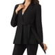 thumbnail image 4 of Blazer de una sola botonadura INSPIRE CHIC para mujeres, chaqueta de oficina con solapa, de manga larga y con cinturón, traje blazer M negro, 4 of 6