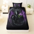 thumbnail image 3 of Feelyou Romantic Gothic Dragon Twin Sheet Sets for Boys, Purple Rose Floral Animal Bedding, Dark Plum, 3pcs, 3 of 5