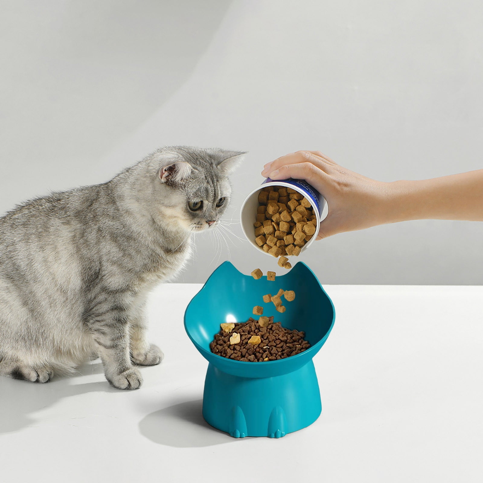 1pcs Tilted Elevated Cat Food Bowl - Cat Bowls Whisker Friendly Anti Vomiting Slanted Feeding Bowls Cute Shallow Bowl A