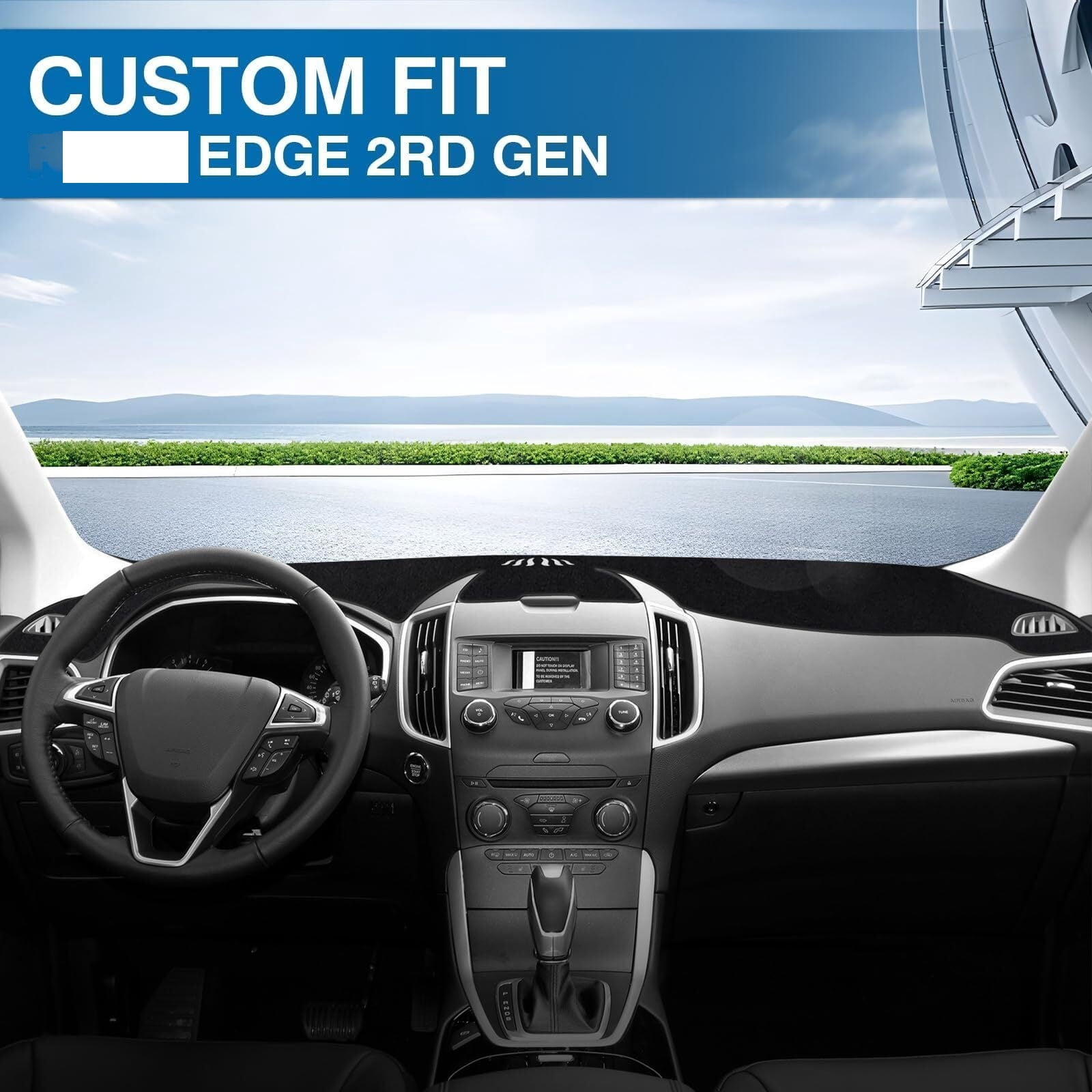 GUANGHUI Car Dash Cover Mat for Edge 2015-2024 Left Hand Driving Non-Slip Center Console Dashboard Cover Interior Accessories for Edge Custom Fit Dash Mat Sunshade Windshield No Glare Black