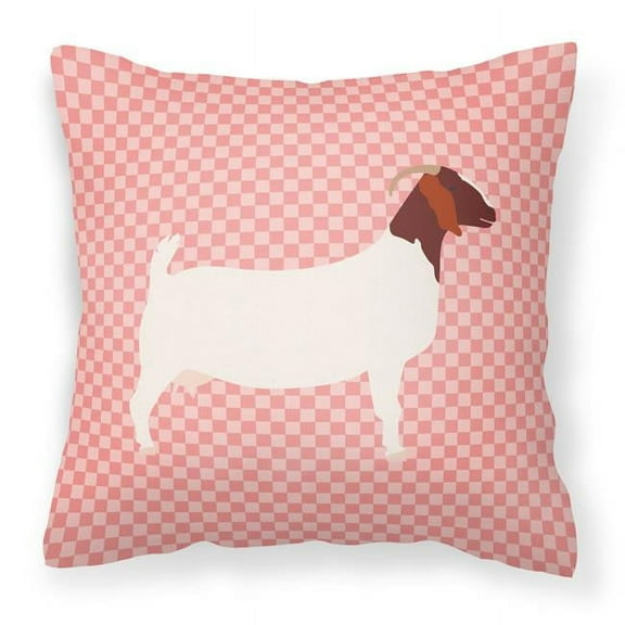 Carolines Treasures BB7886PW1414 Boer Goat Pink Check Fabric Decorative Pillow, 14 x 14 in.