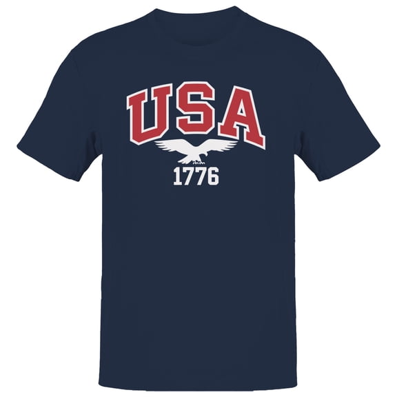 Smartprints USA 1776 Eagle Patriotic Men's T-shirt, Navy, S