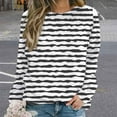 thumbnail image 2 of ShomPort Womens Fall Casual Sweatshirt Long Sleeve Cute Pullover Crewneck Striped Tunic Tops, 2 of 5