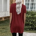 thumbnail image 3 of Tiqkatyck Graphic Tees for Women, Women Summer Casual Solid Loose Pullover Crewneck Shirt Short Sleeve Tunic Tops Blouse with Pockets T Shirts for Women Wine M, 3 of 6