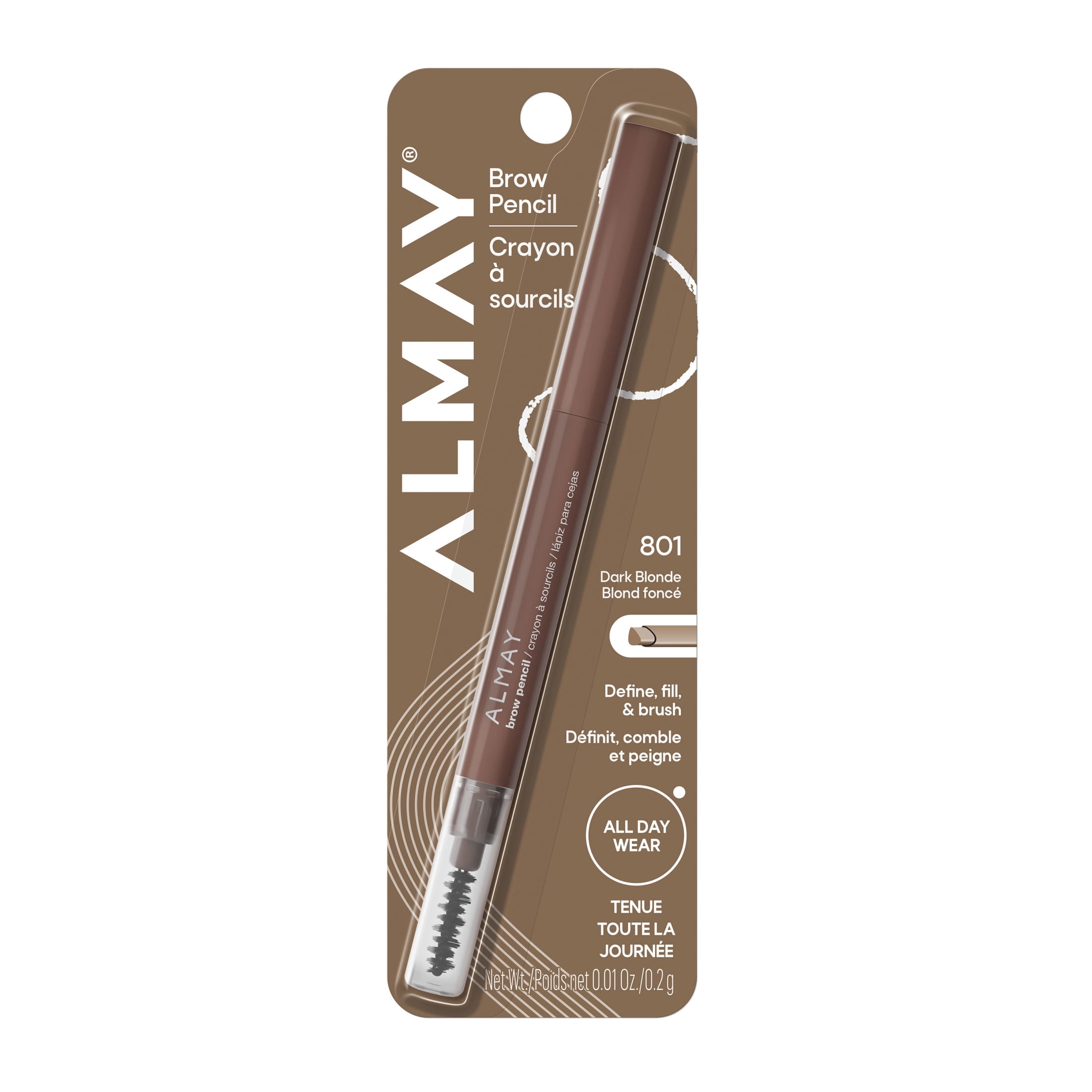 (2 pack) Almay Brow Pencil, Eyebrow Makeup, Hypoallergenic, 801 Dark Blonde