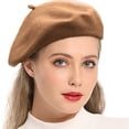 thumbnail image 4 of Boina de lana, gorro cálido de invierno de estilo francés de color sólido para mujer, gorro de pintor de lana retro de otoño e invierno, boina para mujer que combina con todo, 4 of 8