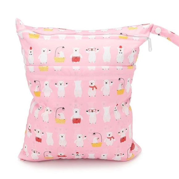 Bolsa de pañales con botón a presión y doble cremallera, bolsa impermeable, bolsa de pañales con botón a presión, bolsa impermeable