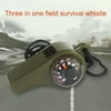 Plastic 3 in1 Whistle Compass Thermometer For Outdoor Emergency Gear Camping Survival olive green~