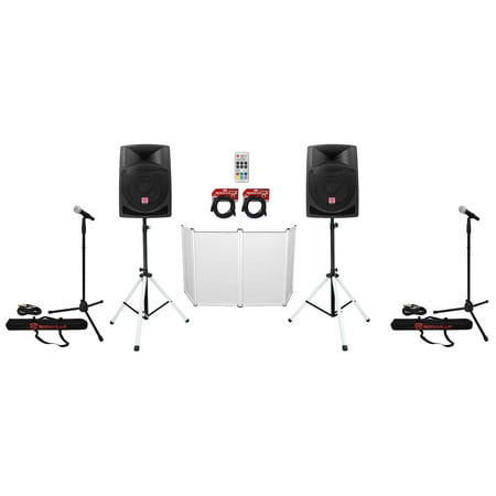 (2) Rockville RPG12 12  Powered 800w DJ PA Speakers+LED Stands+Facade+(2) Mics price history on PriceWatchPro