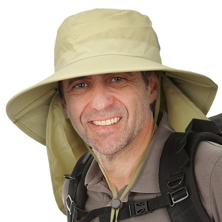 Men's Sun Protection Hat with Neck Flap Cover,Wide Brim Outdoor Fishing Hiking Camping Hunting Boating Safari Gardening Working