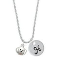 thumbnail image 1 of Delight Jewelry Silvertone Small Outline Dog Face Silvertone Script Initial Disc - H - Charm Necklace, 20"+3", 1 of 4