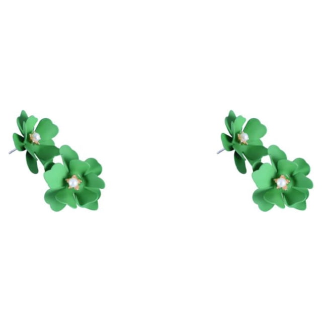Qarigey 2 uds pendientes de flores Stud moda encantadores gotas para los oídos dulces regalos de verano Verde 2piezas