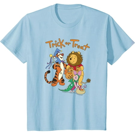 

Winnie The Pooh Halloween Group Shot Trick Or Treat Youth T-Shirt for Boy Girl Kids Toddler Light Blue Color Size 2T