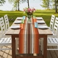thumbnail image 3 of Burnt Orange Brown Short Table Runner 36 Inches Long, Farmhouse Vintage Wooden Cotton Linen Table Runners Dresser Scarves, Fabric Tabletop Scarf Furniture Cover for Home Dinner Party Decor 13"x36", 3 of 8