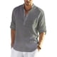 thumbnail image 4 of Blusa informal de algodón y lino para hombre, blusa holgada de manga larga, camisas elegantes para primavera y otoño, 2022, 4 of 5