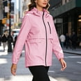 thumbnail image 5 of Tsivenald Women's Solid Color Hooded Long Sleeved Windproof Outdoor Sports Hiking Zipper Jacket With Pockets, Pink S-3XL, 5 of 7