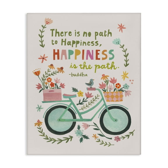 Stupell Industries Happiness Is The Path Transportation Painting Wrapped Canvas Art Print Wall Art, 16 x 20