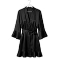thumbnail image 5 of Spencer Women's Pure Short Silk Robes Bridesmaid Bride Party Satin Robes Sleepwear Loungewear Bathrobes S-2XL, 5 of 9