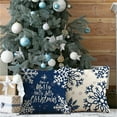 thumbnail image 2 of Christmas Pillow Covers 16x16 Blue Christmas Decorations Snowflake Throw Pillow Covers Merry Christmas Winter Holiday Decor Xmas Cushion Case for Sofa Couch Set of 4, 2 of 6
