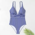 thumbnail image 5 of Fesfesfes Monokini for Women V Neck Swimsuit One-piece Swimsuit V-neck Backless Swimsuit Striped One-piece Swimsuit Bikini Under 10$, 5 of 7