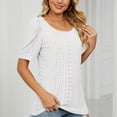 thumbnail image 5 of White XXL WIZUTIZ Tops for Women Trendy up to 50% Off Pure Colour Sports Fashion Tunics T-shirt Round Neck Linen Solid Tshirts Fluffy Ladies Blouse Plus Ultra Soft Tshirt Lightweight Short Sleeve Top, 5 of 6