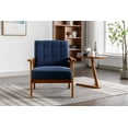 thumbnail image 2 of Accent Armchair, Mid-Century Leisure Chair with Solid Wood Armrest and Feet, Living Room Chair Side Chair with Padded Cushion, Single Sofa Chair Lounge Chair, for Living Room Studio, Navy Linen, 2 of 7